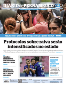 Front page of Diario de Pernambuco's Jan. 13, 2025 edition